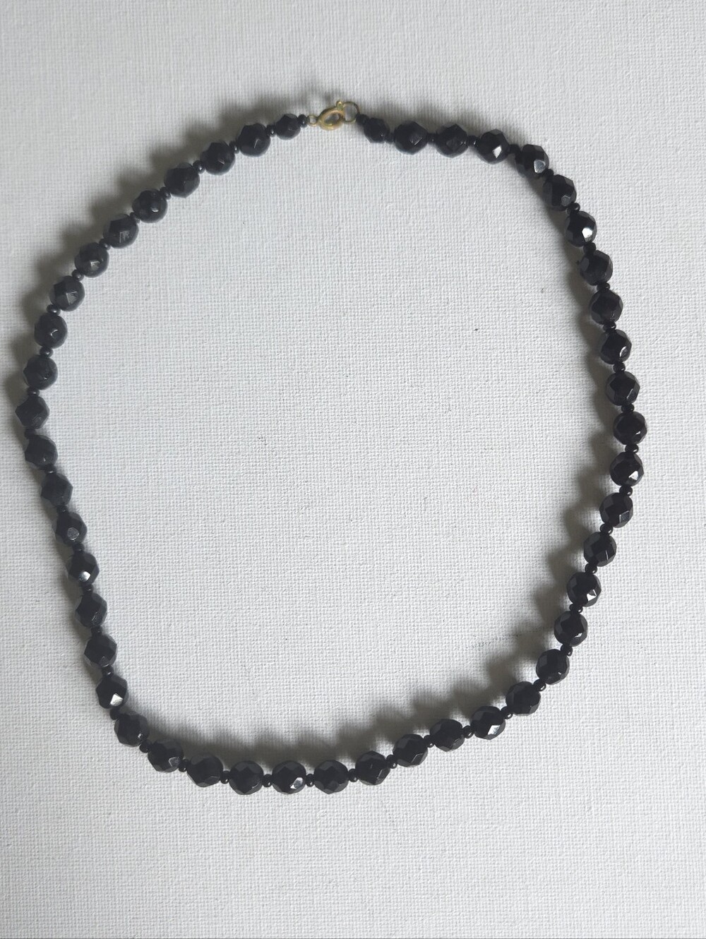 Vintage Black Faceted Glass Bead Choker Necklace – Jet Black French Jet Style